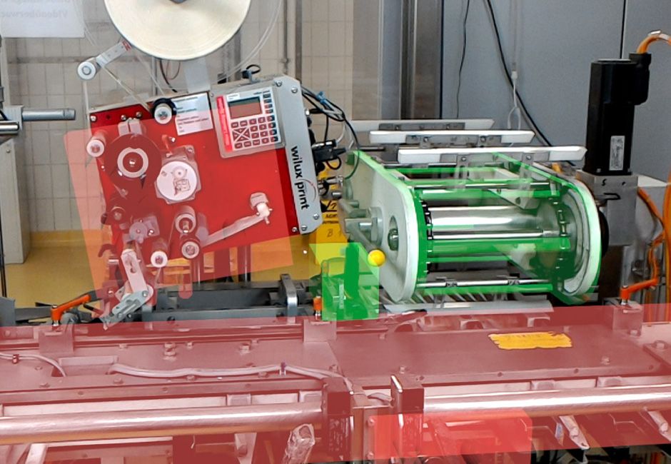 Arbeitsbereiche an der Maschine werden farblich hervorgehoben Arbeitsbereiche an der Maschine werden farblich hervorgehoben